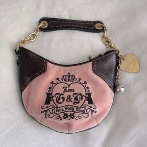 Juicy Couture Y2K velour “Juicy Pretty Thing” shoulder bag, pink/brown 🩷🤎